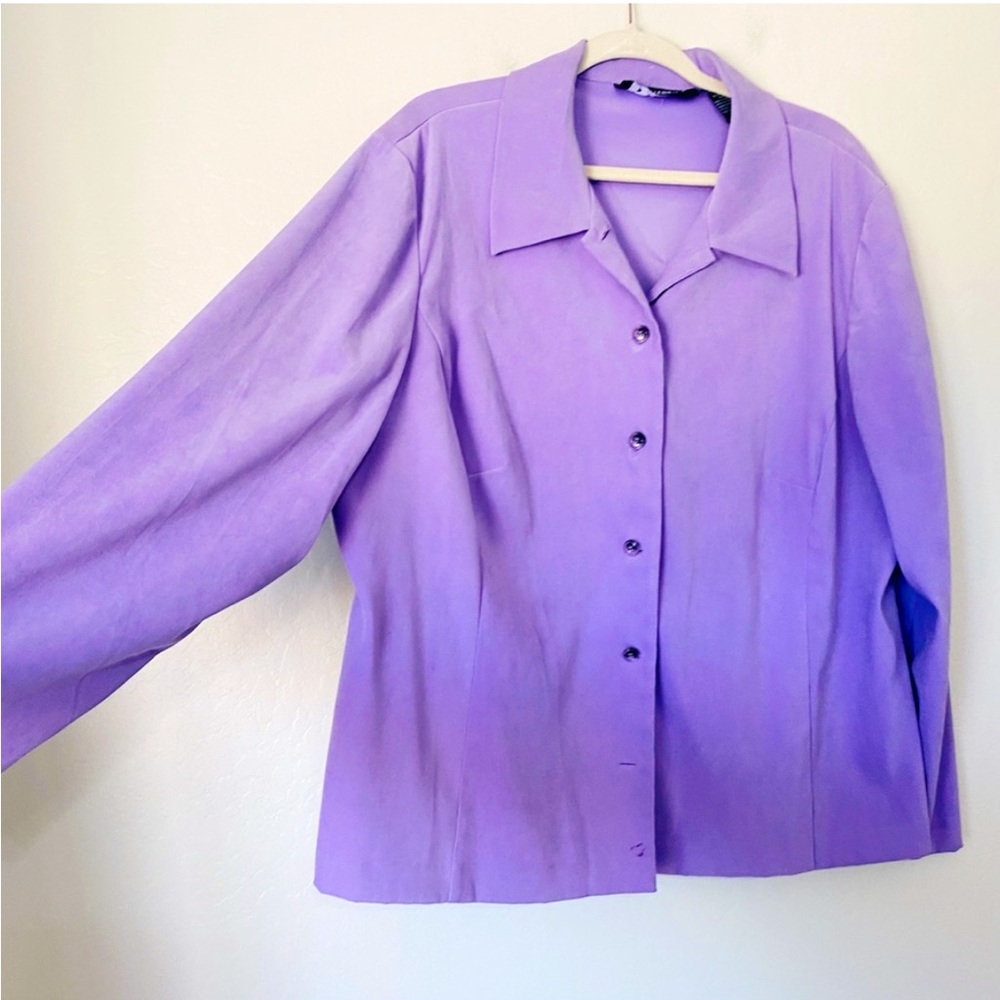 Vintage Sag Harbor Lilac Purple Long Sleeve Button Front Shacket
